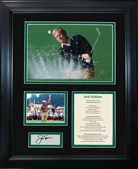 Framed Jack Nicklaus Hall of Fame Facsimile Laser Engraved Signature Auto PGA Golf 11"x14" Photo Sig Collage