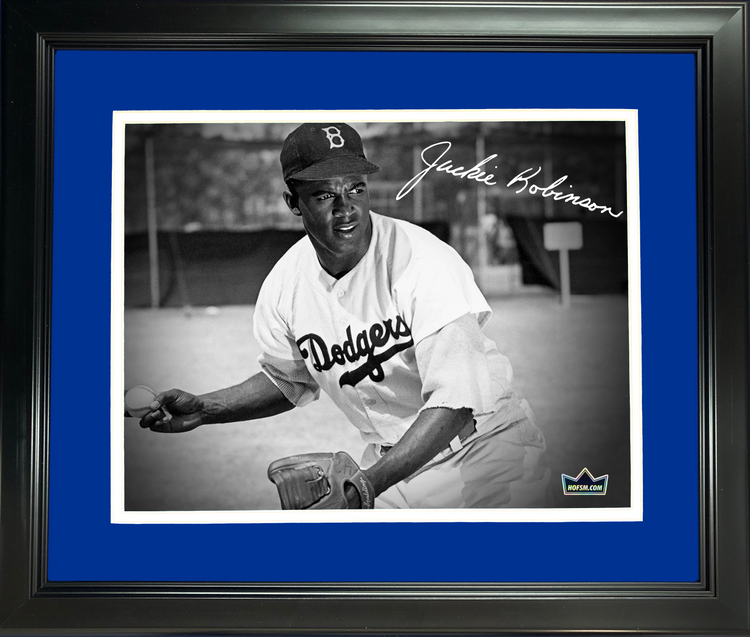 Framed Jackie Robinson Brooklyn Los Angeles Dodgers Facsimile Laser Engraved Signature Auto 11"x14" Baseball Photo HOFSM Holo