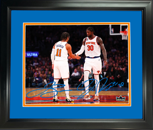 Framed Jalen Brunson and Julius Randle New York Knicks Dual Facsimile Laser Engraved Signature Auto 11"x14" Basketball Photo HOFSM Holo