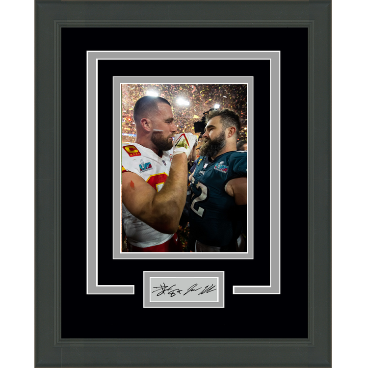 Framed Jason Kelce Travis Kelce Dual Facsimile Laser Engraved Signature Auto Chiefs Eagles 11x14 Football Photo