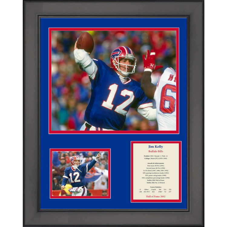 Framed Jim Kelly Hall of Fame Buffalo Bills 11"x14" Football Three Photo Collage