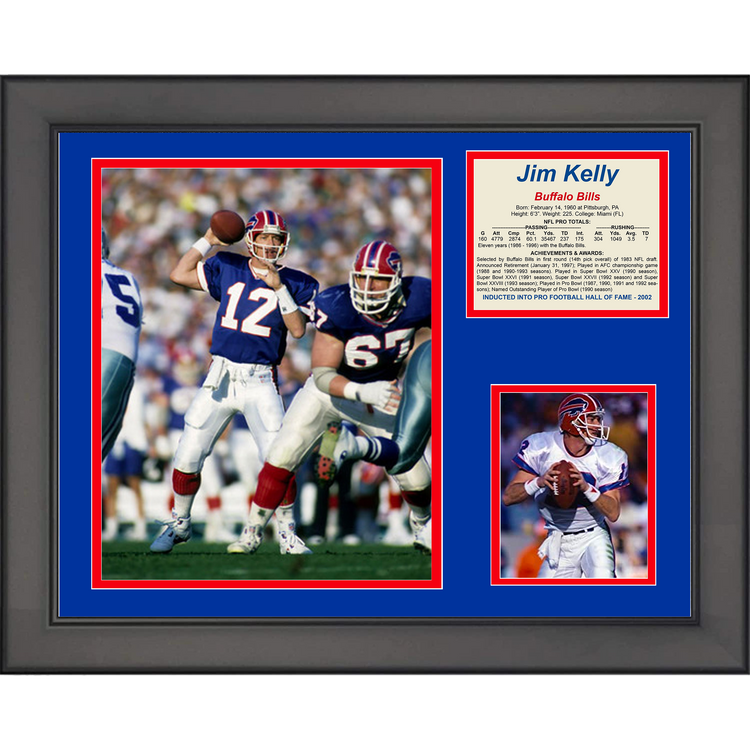 Framed Jim Kelly Hall of Fame Buffalo Bills Football 11"x14" Three Photo Collage