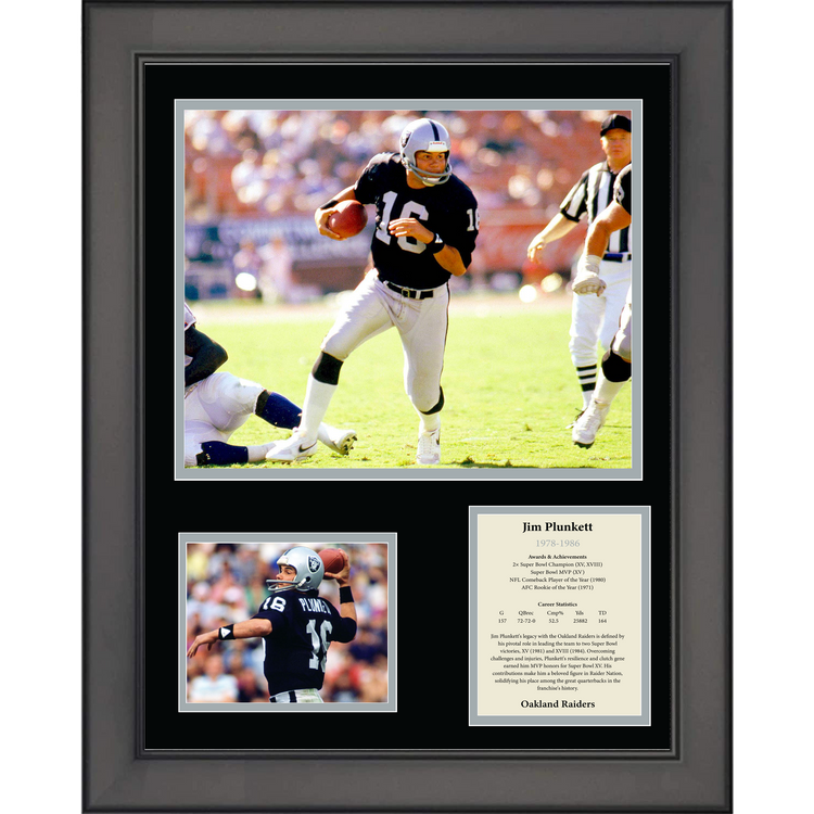 Framed Jim Plunkett Oakland Los Angeles Raiders 11"x14" Football Three Photo Collage