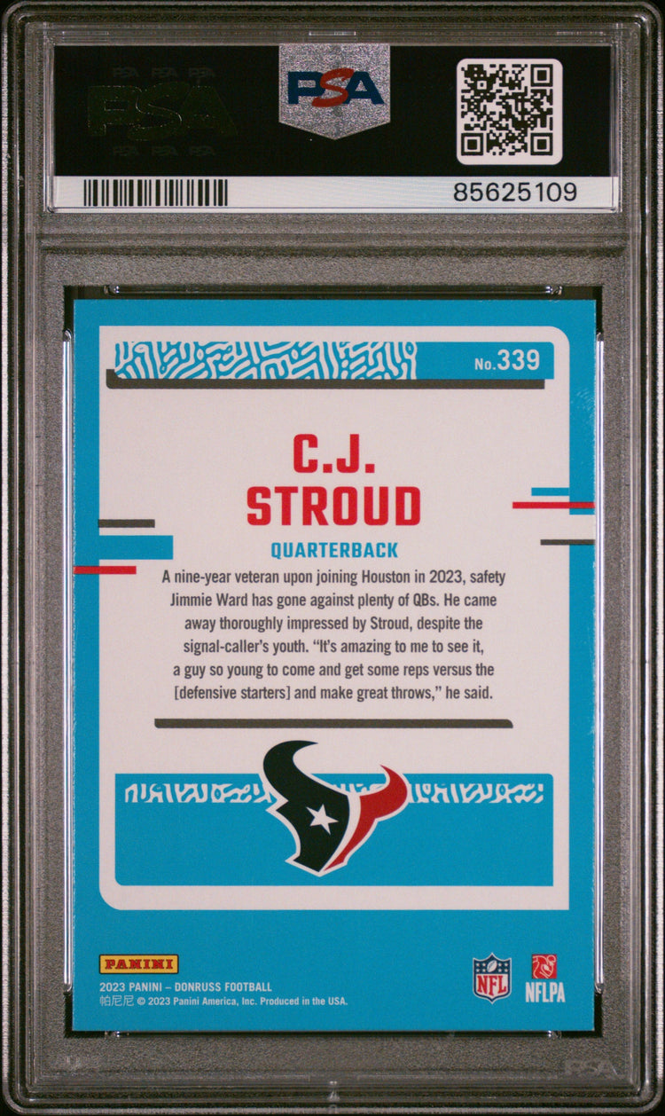 Graded 2023 Panini Donruss CJ Stroud #339 Rookie RC Football Card PSA 9 Mint