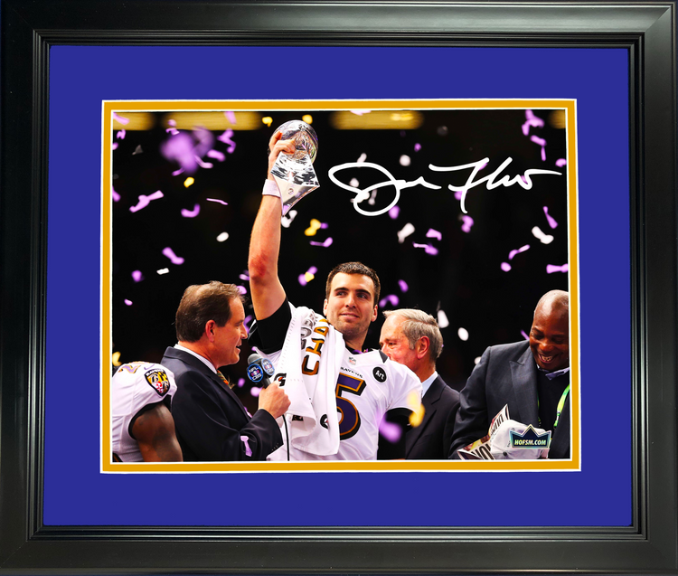 Framed Joe Flacco Facsimile Laser Engraved Signature Auto Baltimore Ravens 11"x14" Football Photo HOFSM Holo