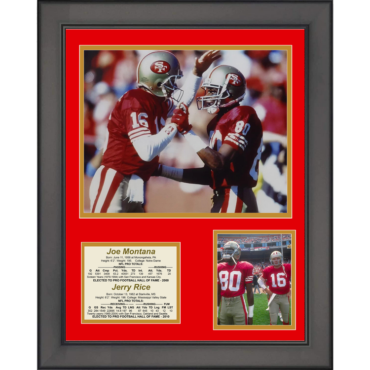 Framed Joe Montana and Jerry Rice San Francisco 49ers Football 11"x14" Three Photo Collage #2