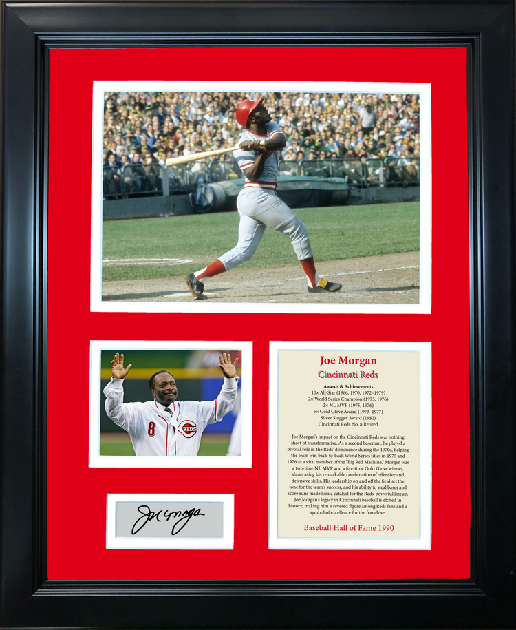 Framed Joe Morgan Hall of Fame Facsimile Laser Engraved Signature Auto Cincinnati Reds 11"x14" Baseball Photo Sig Collage