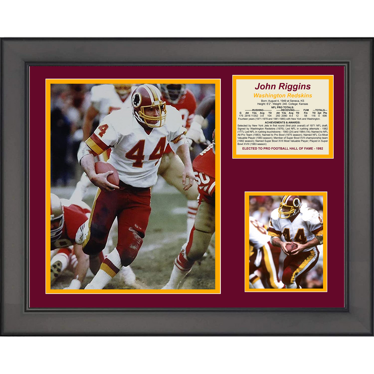 Framed John Riggins Hall of Fame Washington Commanders Football 11"x14" Three Photo Collage