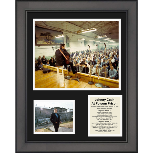 Framed Johnny Cash at Folsom Prison 11"x14" Music Three Photo Collage