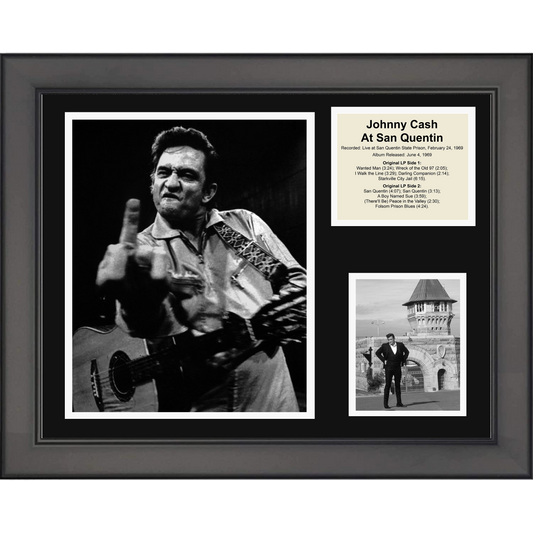 Framed Johnny Cash at San Quentin 11"x14" Music Three Photo Collage
