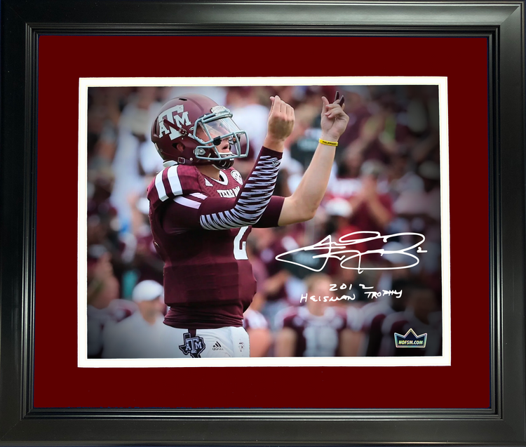 Framed Johnny Manziel  2012 Heisman Trophy  Facsimile Laser Engraved Signature Auto Texas A&M Aggies 11"x14" College Football Photo HOFSM Holo