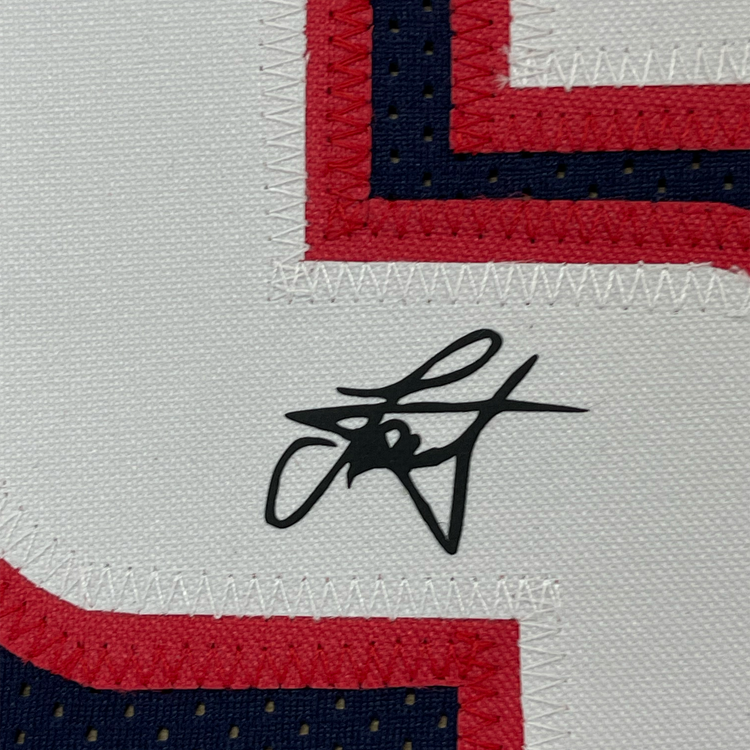 Framed Facsimile Autographed Nikola Jokic 35x39 Denver Blue Reprint Laser Auto Basketball Jersey