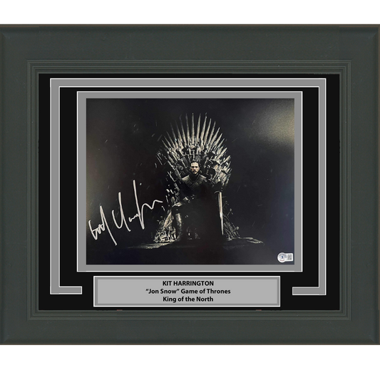 Framed Autographed/Signed Kit Harington Jon Snow Game of Thrones Iron Throne 11x14 Photo Beckett BAS COA #1