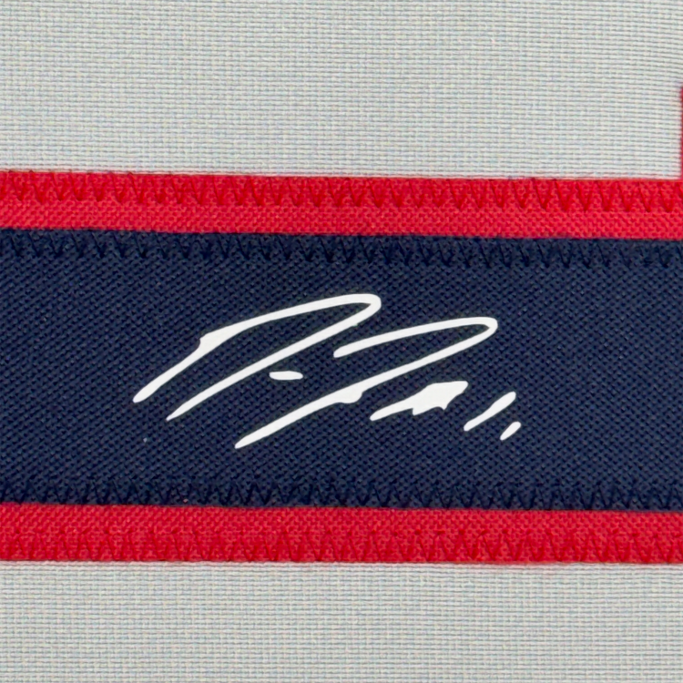Framed Facsimile Autographed Jose Ramirez 35x39 Cleveland Grey Reprint Laser Auto Baseball Jersey