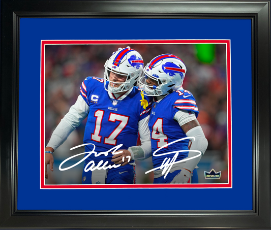 Framed Josh Allen & Stefon Diggs Buffalo Bills Dual Facsimile Laser Engraved Signature Auto 11"x14" Football Photo HOFSM Holo