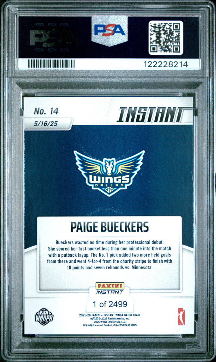 Graded 2025 Panini Instant Paige Bueckers #14 Rookie RC Basketball Card PSA 8 Near Mint
