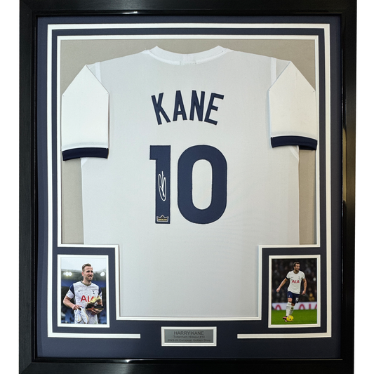 Framed Facsimile Autographed Harry Kane 35x39 Tottenham Hotspur FC White Reprint Laser Auto Soccer Jersey
