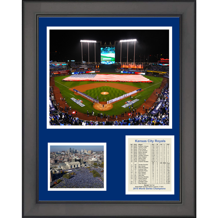 Framed Kansas City Royals Kaufman Stadium Ballpark 11"x14" Baseball Three Photo Collage