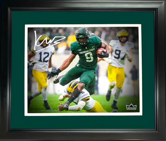 Framed Kenneth Walker III Facsimile Laser Engraved Signature Auto Michigan State Spartans 11"x14" College Football Photo HOFSM Holo