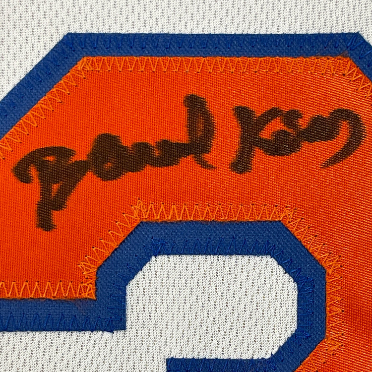 Framed Autographed/Signed Bernard King 35x39 New York White Basketball Jersey Beckett BAS COA