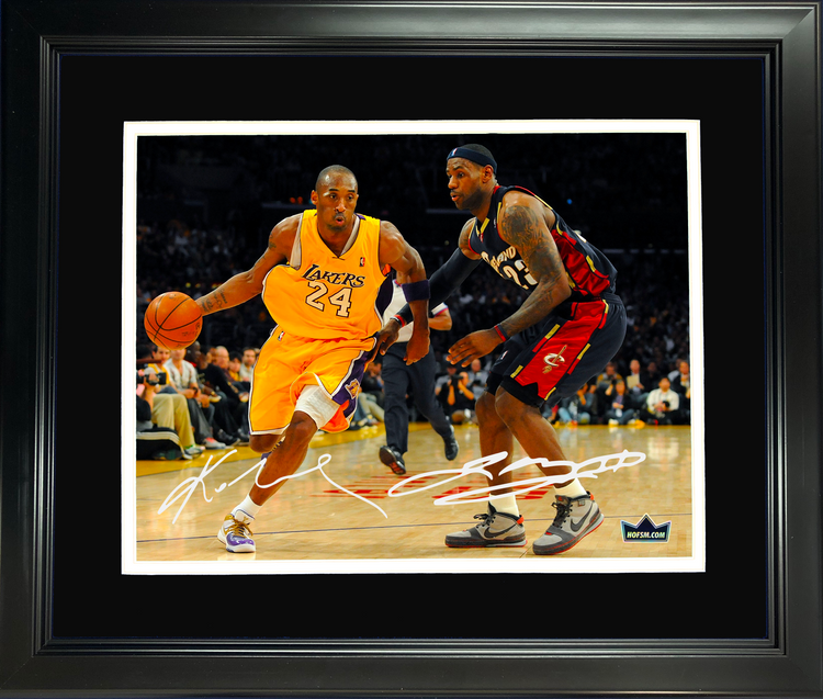 Framed LeBron James Dual Facsimile Laser Engraved Signature Auto 11"x14" Basketball Photo HOFSM Holo