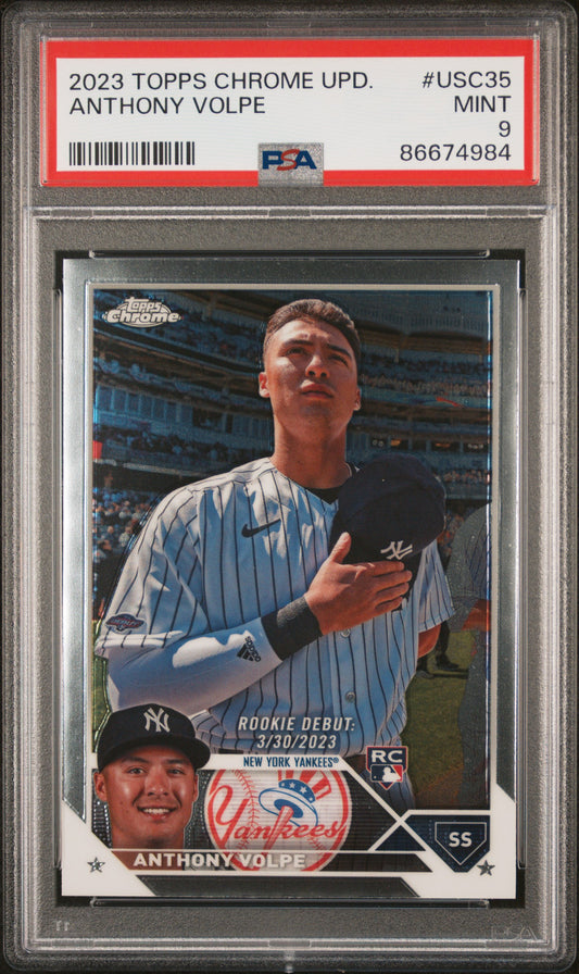 Graded 2023 Topps Chrome Update Anthony Volpe #USC35 Rookie RC Baseball Card PSA 9 Mint