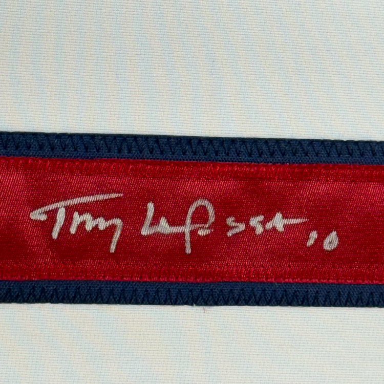 Framed Autographed/Signed Tony La Russa 35x39 St. Louis White Baseball Jersey JSA COA