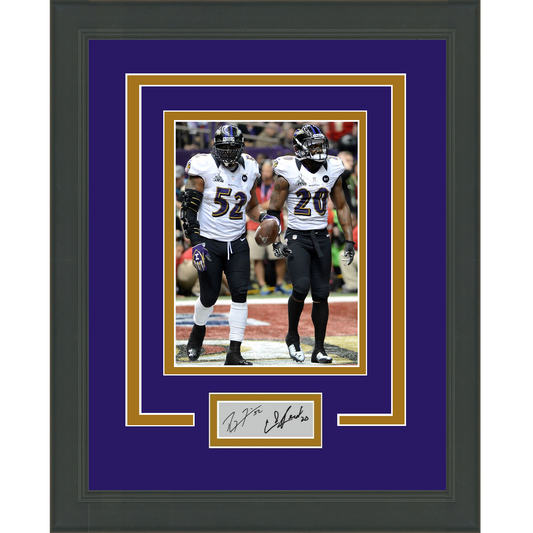 Framed Ray Lewis and Ed Reed Facsimile Laser Engraved Signature Auto Baltimore Ravens 11x14 Football Photo