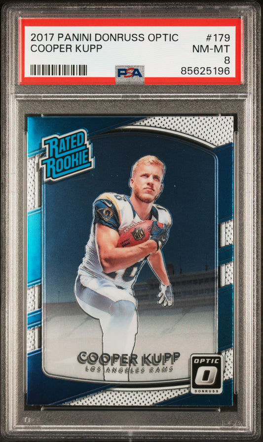 Graded 2017 Panini Donruss Optic Cooper Kupp #179 Rated Rookie RC Football Card PSA 8 Near Mint