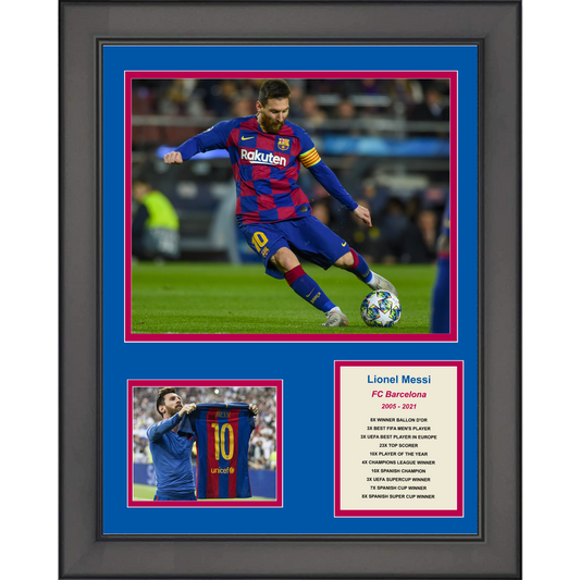 Framed Lionel Messi FC Barcelona Soccer Futbol 11"x14" Three Photo Collage