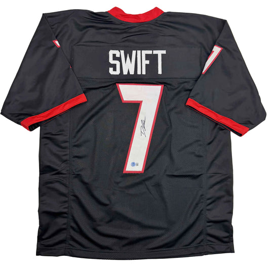 Autographed/Signed D'Andre Swift Georgia Black College Football Jersey Beckett BAS COA
