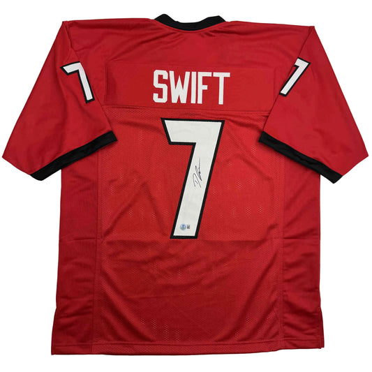 Autographed/Signed D'Andre Swift Georgia Red College Football Jersey Beckett BAS COA
