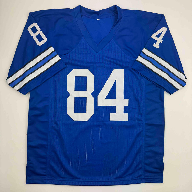 Autographed/Signed Jay Novacek Dallas Blue Football Jersey Beckett BAS COA