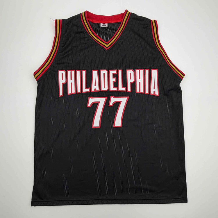 Facsimile Autographed V.J. VJ Edgecombe Philadelphia Retro Black Reprint Laser Auto Basketball Jersey Size Men's XL