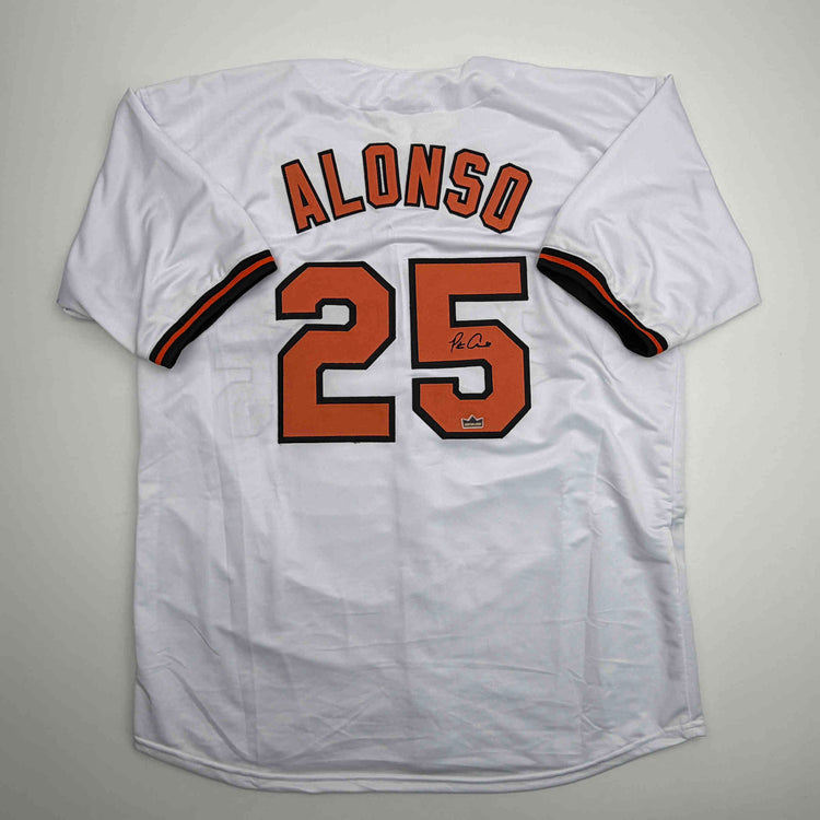 Facsimile Autographed Pete Alonso Baltimore White Reprint Laser Auto Baseball Jersey Size Men's XL