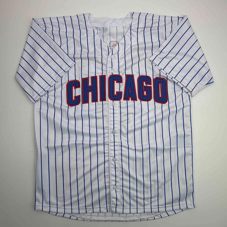 Facsimile Autographed Alex Bregman Chicago Pinstripe Reprint Laser Auto Baseball Jersey Size Men's XL