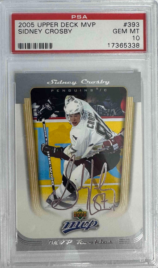 Graded 2005 Upper Deck MVP Sidney Crosby #393 Rookie RC Hockey Card PSA 10 Gem Mint