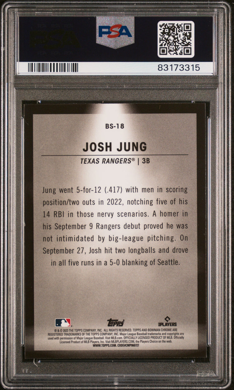 Graded 2023 Topps Bowman Josh Jung #BS18 Spotlights Rookie RC Baseball Card PSA 10 Gem Mint