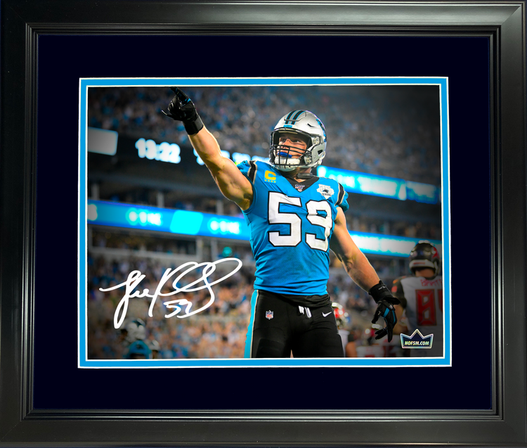 Framed Luke Kuechly Facsimile Laser Engraved Signature Auto Carolina Panthers 11"x14" Football Photo HOFSM Holo