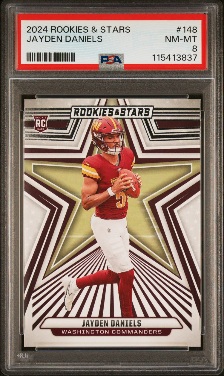 Graded 2024 Panini Rookies & Stars Jayden Daniels #148 Rookie RC Football Card PSA 8 Near Mint