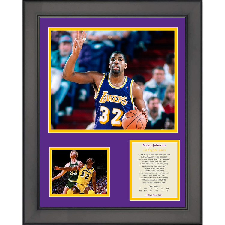 Framed Magic Johnson Hall of Fame Los Angeles Lakers Basketball 11"x14" Three Photo Collage
