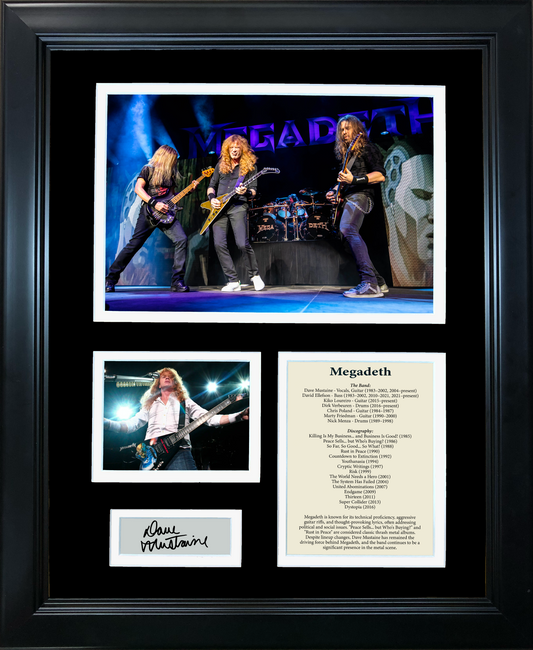 Framed Megadeth Band Discography Dave Mustaine Facsimile Laser Engraved Signature Auto 11"x14" Music Photo Sig Collage