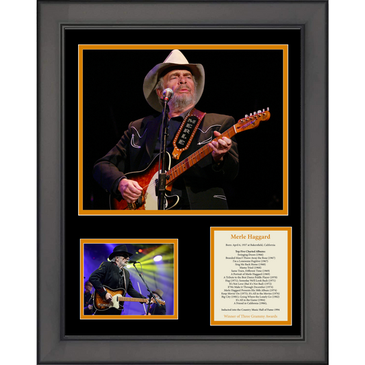 Framed Merle Haggard 11"x14" Music Three Photo Collage