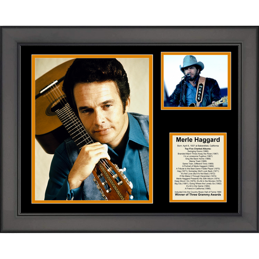Framed Merle Haggard 11"x14" Music Three Photo Collage #2