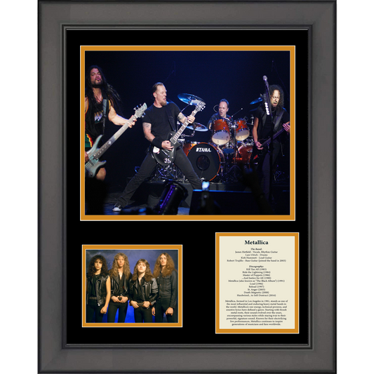 Framed Metallica Band Members & Discography 11"x14" Music Three Photo Collage