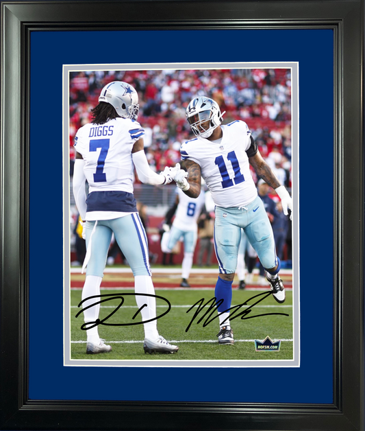Framed Micah Parsons & Trevon Diggs Dual Facsimile Laser Engraved Signature Auto Dallas Cowboys 11"x14" Football Photo HOFSM Holo
