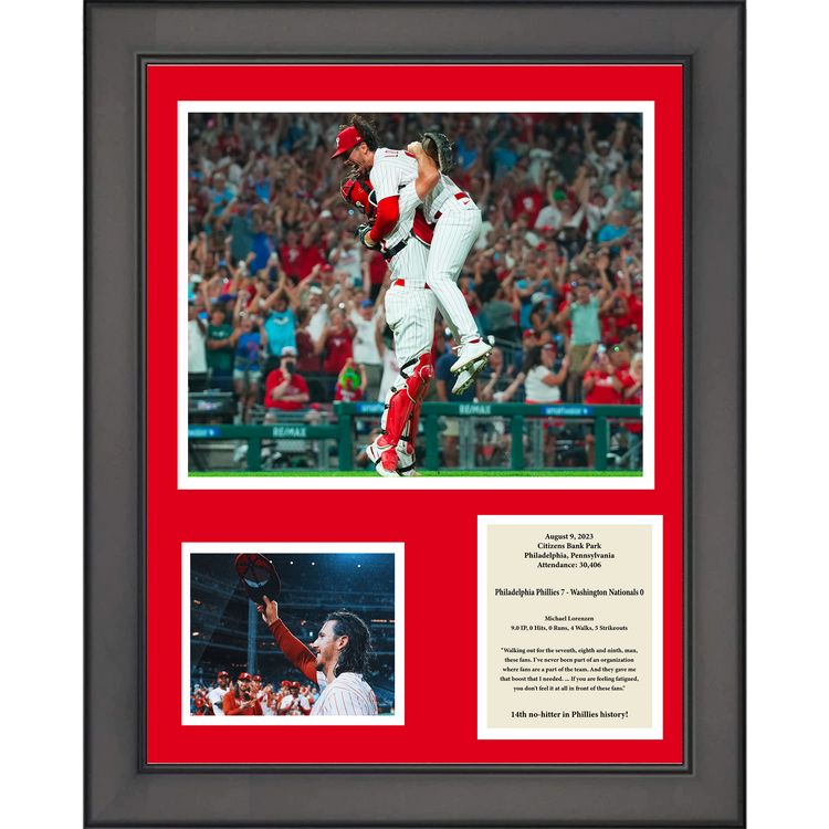 Framed Michael Lorenzen 2023 No-Hitter Philadelphia Phillies 11"x14" Baseball Three Photo Collage