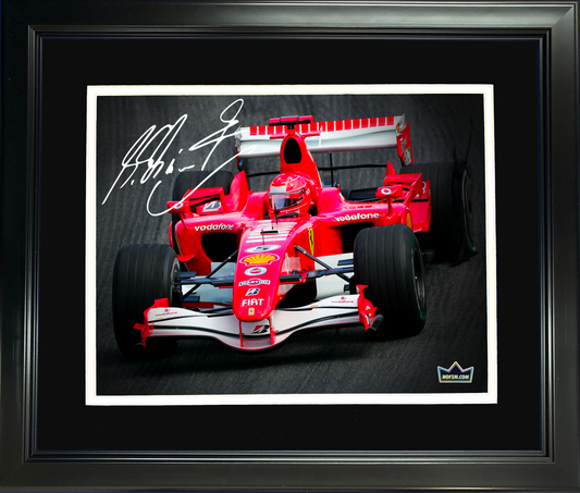 Framed Michael Schumacher Facsimile Laser Engraved Signature Auto 11"x14" F1 Racing Photo HOFSM Holo