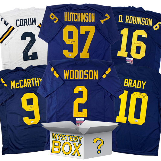 Autographed/Signed University of Michigan College Football Jersey Mystery Box with PSA JSA or Beckett COA