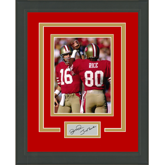 Framed Joe Montana Jerry Rice Dual Facsimile Laser Engraved Signature Auto San Francisco 49ers 11x14 Football Photo